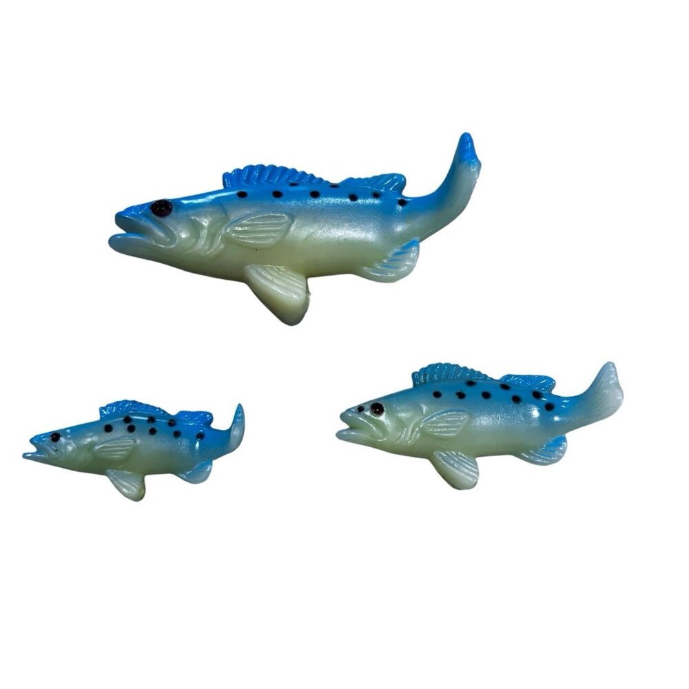 Vintage hand painted fish fishing fisherman Cake toppers Wilton miniature figure